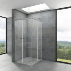 DUSCHOLUX Bella Vita 3 Plus Eckeinstieg 2-teilig A-Teil Maßanfertigung Bis 120 X 200 Cm, Anschlag Links