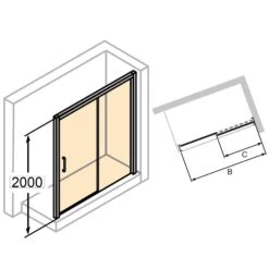 HÜPPE Classics 2 EasyEntry Gleittür 1-teilig Mit Festteil Rechts 140 X 200 Cm, Glas Mit Anti-Plaque -Moderne Duschtüren Verkäufe hersteller hueppe classics 2 gleittuer 1 10540007