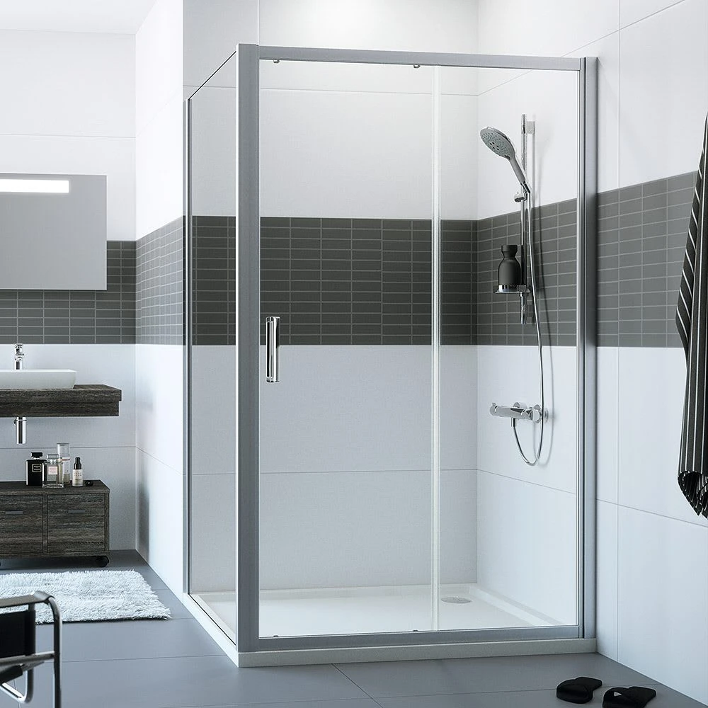 HÜPPE Classics 2 Gleittür 1-teilig Mit Festem Segment 140 X 190 Cm, Glas Mit Anti-Plaque