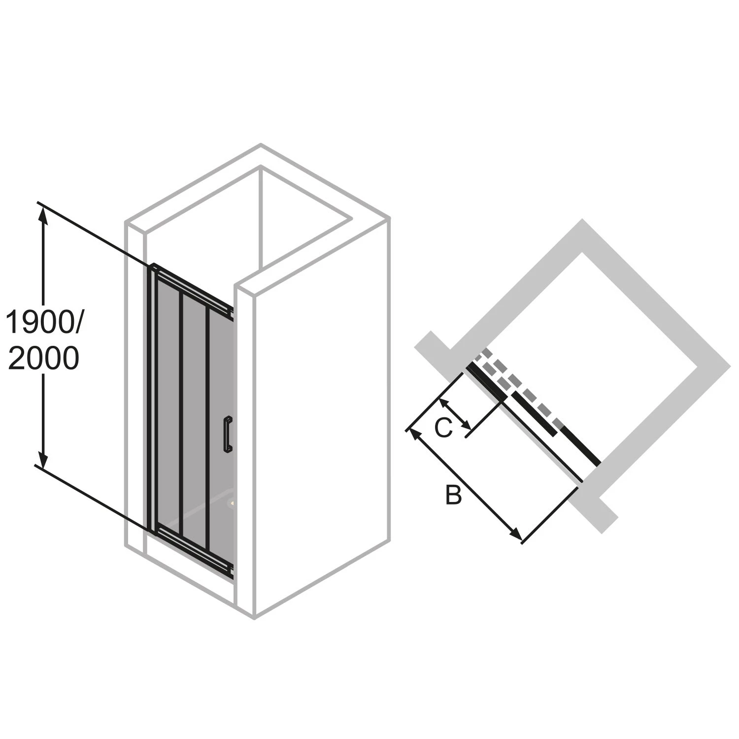 HÜPPE Classics 2 Gleittür 2-teilig Mit Festem Segment 100 X 200 Cm, Glas Mit Anti-Plaque 6 HÜPPE Classics 2 Gleittür 2-teilig Mit Festem Segment 100 X 200 Cm, Glas Mit Anti-Plaque – Bild 4