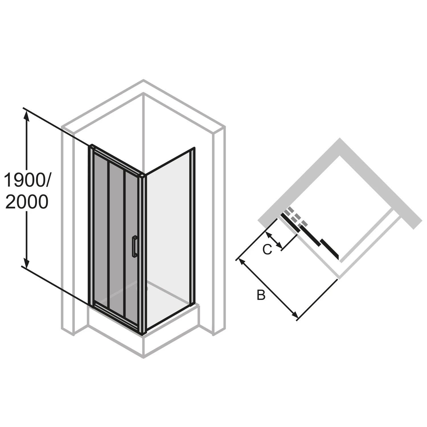 HÜPPE Classics 2 Gleittür 2-teilig Mit Festem Segment 100 X 200 Cm, Glas Mit Anti-Plaque 7 HÜPPE Classics 2 Gleittür 2-teilig Mit Festem Segment 100 X 200 Cm, Glas Mit Anti-Plaque – Bild 5