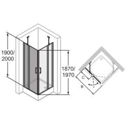 HÜPPE Classics 2 Schwingtür Mit Festteil Für Seitenwand/Eckeinstieg 100 X 200 Cm, Glas Mit Anti-Plaque -Moderne Duschtüren Verkäufe hersteller hueppe classics 2 schwingtuer festem 10616870