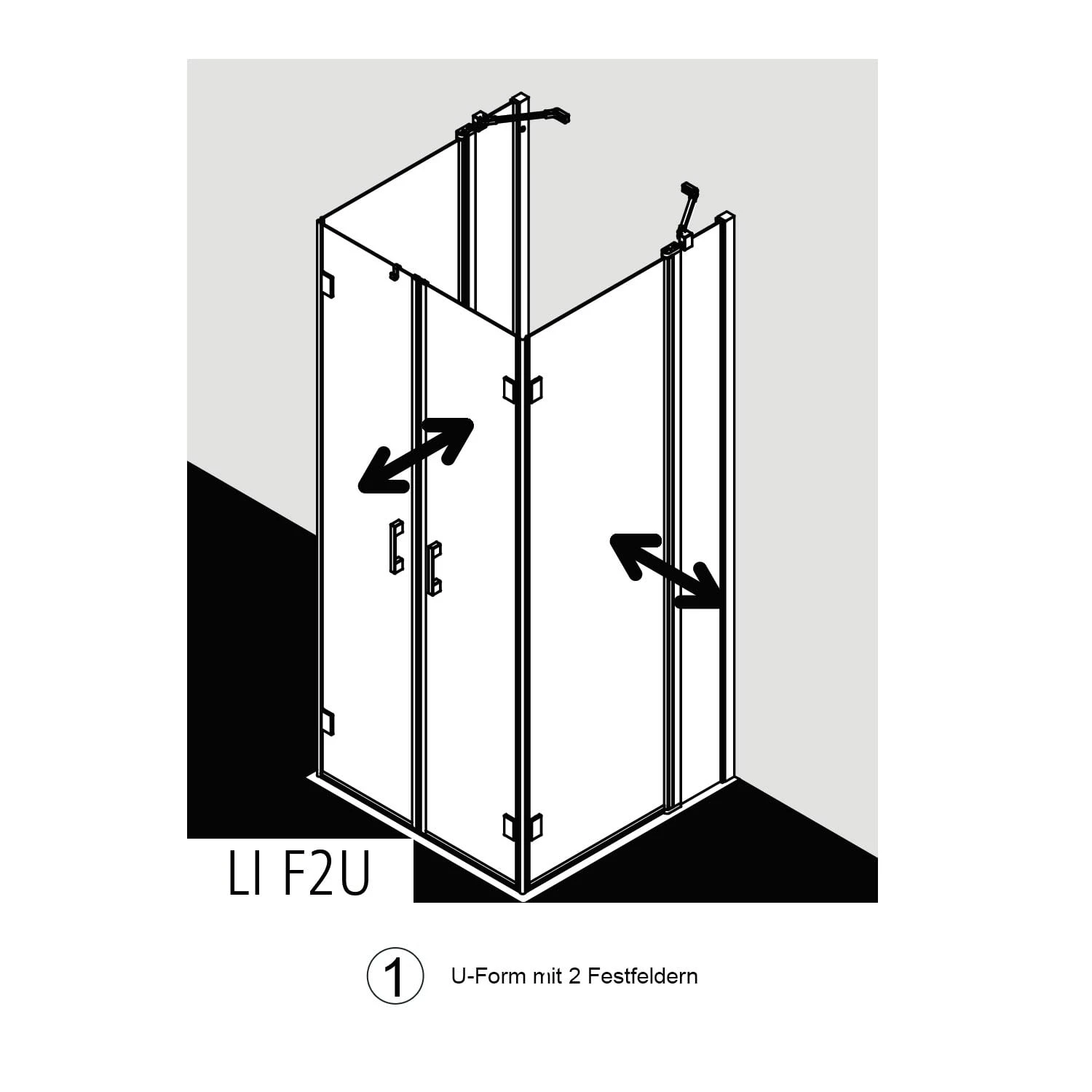 Kermi Liga U-Form Pendel Falttüren Mit Festfeldern 90 X 90 Cm 5 Kermi Liga U-Form Pendel Falttüren Mit Festfeldern 90 X 90 Cm – Bild 3