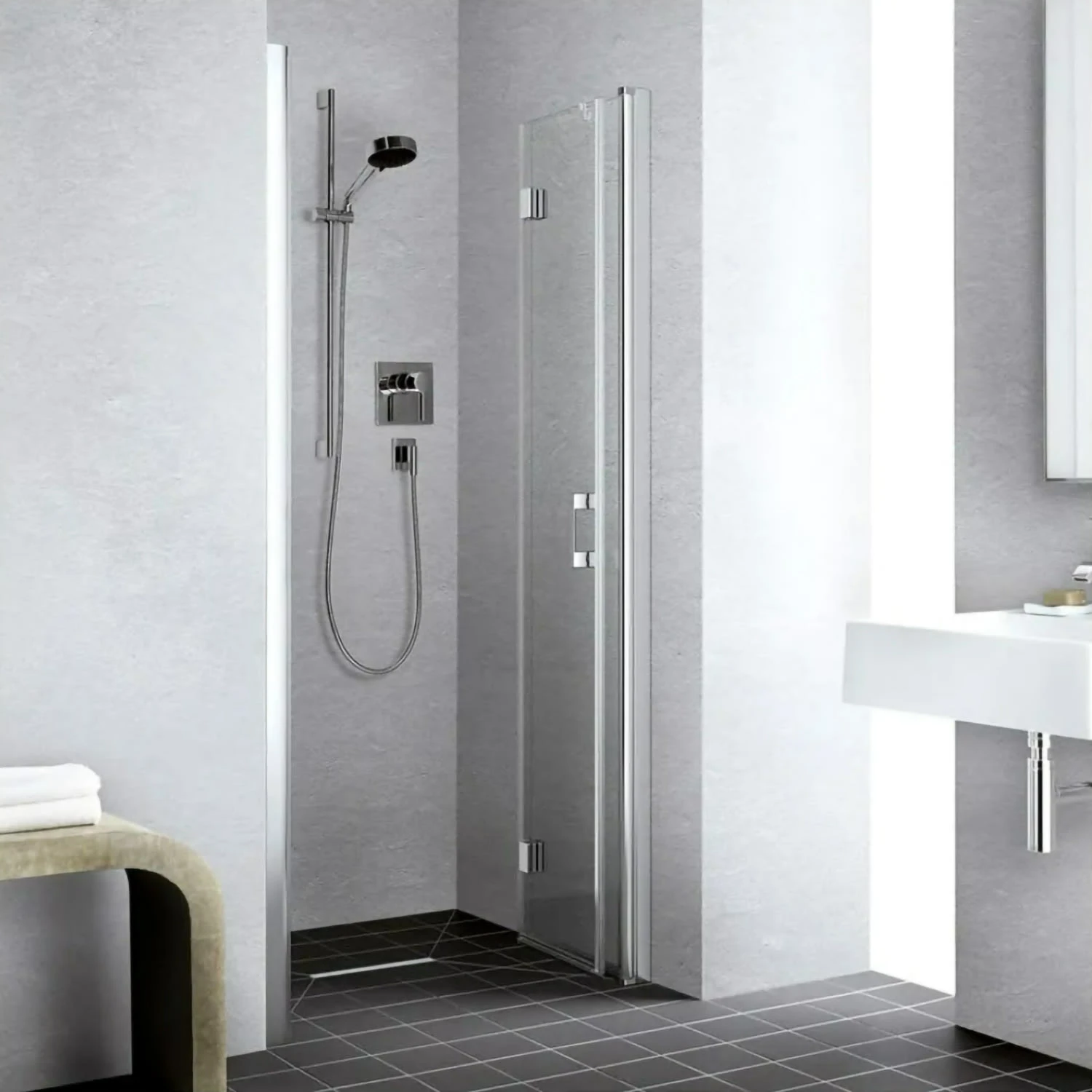 Kermi Liga Pendel-Falttür H: 185 Cm Für Duschwanne 120 Cm Mit 2 Glasflügeln, Anschlag Rechts 3 Kermi Liga Pendel-Falttür H: 185 Cm Für Duschwanne 120 Cm Mit 2 Glasflügeln, Anschlag Rechts