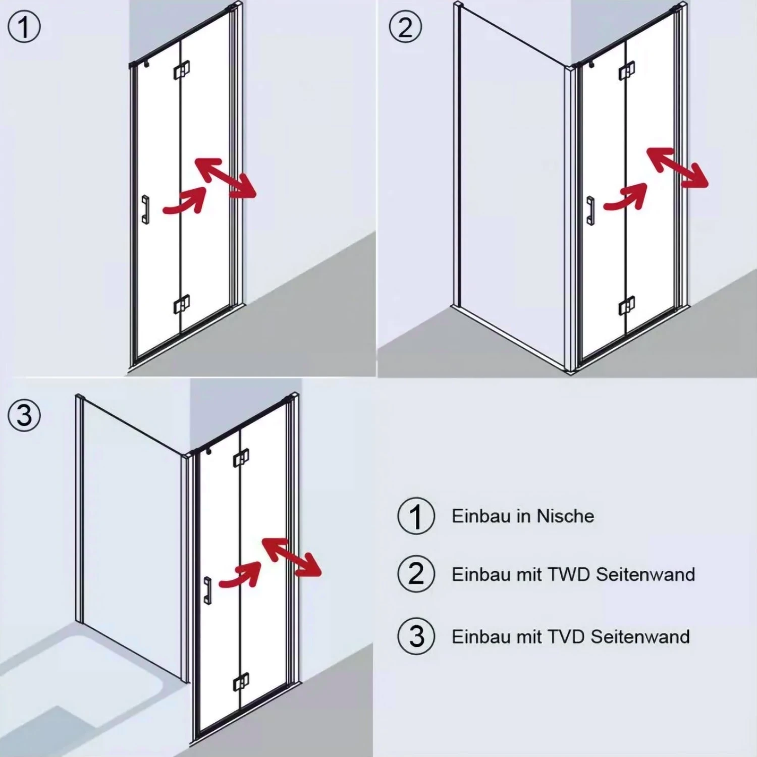 Kermi Liga Pendel-Falttür H: 185 Cm Für Duschwanne 120 Cm Mit 2 Glasflügeln, Anschlag Rechts 5 Kermi Liga Pendel-Falttür H: 185 Cm Für Duschwanne 120 Cm Mit 2 Glasflügeln, Anschlag Rechts – Bild 3