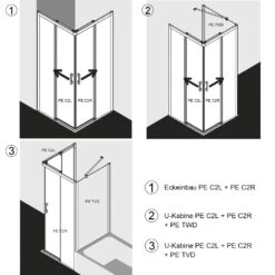 Kermi Pega Eckeinstieg 2-teilig Bodenfrei Gleittüren 120 X 200 Cm , Halbteil Links -Moderne Duschtüren Verkäufe hersteller kermi duschkabinen serie pega eckeinstieg 2145928