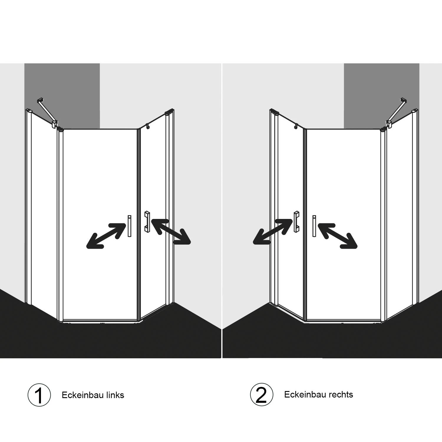 Kermi Pega Fünfeck-Duschkabine Pendeltüren Mit Festfeld 90 X 90 Cm, Schenkelmaß Wanne 45 Cm, Anschlag Rechts 5 Kermi Pega Fünfeck-Duschkabine Pendeltüren Mit Festfeld 90 X 90 Cm, Schenkelmaß Wanne 45 Cm, Anschlag Rechts – Bild 3
