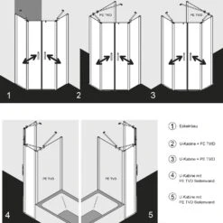 Kermi Pega Fünfeck-Duschkabine Pendeltüren Mit Festfeldern 90 X 90 Cm, Schenkelmaß Wanne: 45 Cm -Moderne Duschtüren Verkäufe hersteller kermi duschkabinen serie pega fuenfeck 2146144