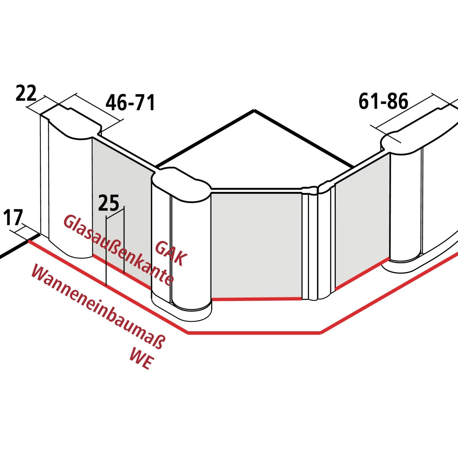 Kermi Pega Fünfeck-Duschkabine Pendeltüren Mit Festfeld 90 X 90 Cm, Schenkelmaß Wanne 45 Cm, Anschlag Rechts 6 Kermi Pega Fünfeck-Duschkabine Pendeltüren Mit Festfeld 90 X 90 Cm, Schenkelmaß Wanne 45 Cm, Anschlag Rechts – Bild 4