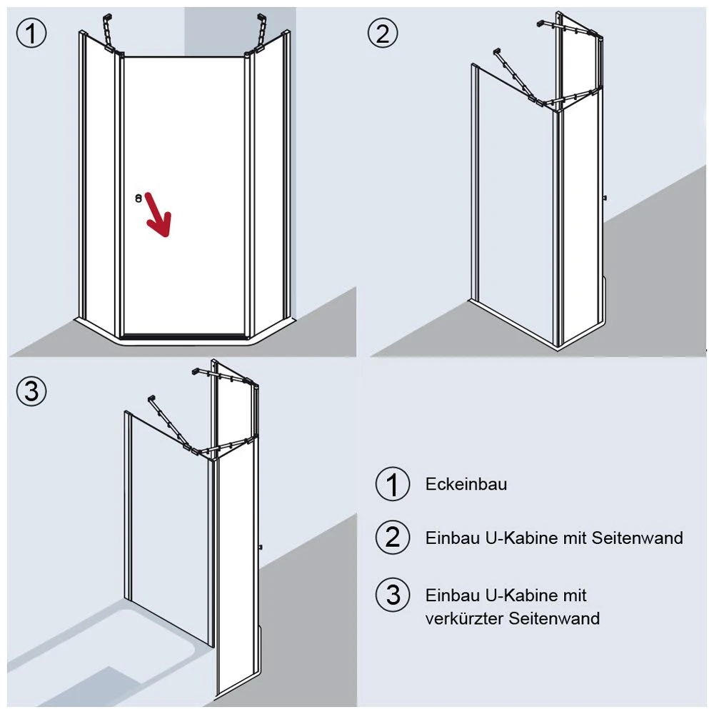 Kermi Ibiza 2000 Fünfeck-Duschkabine 90 X 90 Cm Mit Schwingtür, Anschlag Rechts, SMW 40 Cm 3 Kermi Ibiza 2000 Fünfeck-Duschkabine 90 X 90 Cm Mit Schwingtür, Anschlag Rechts, SMW 40 Cm