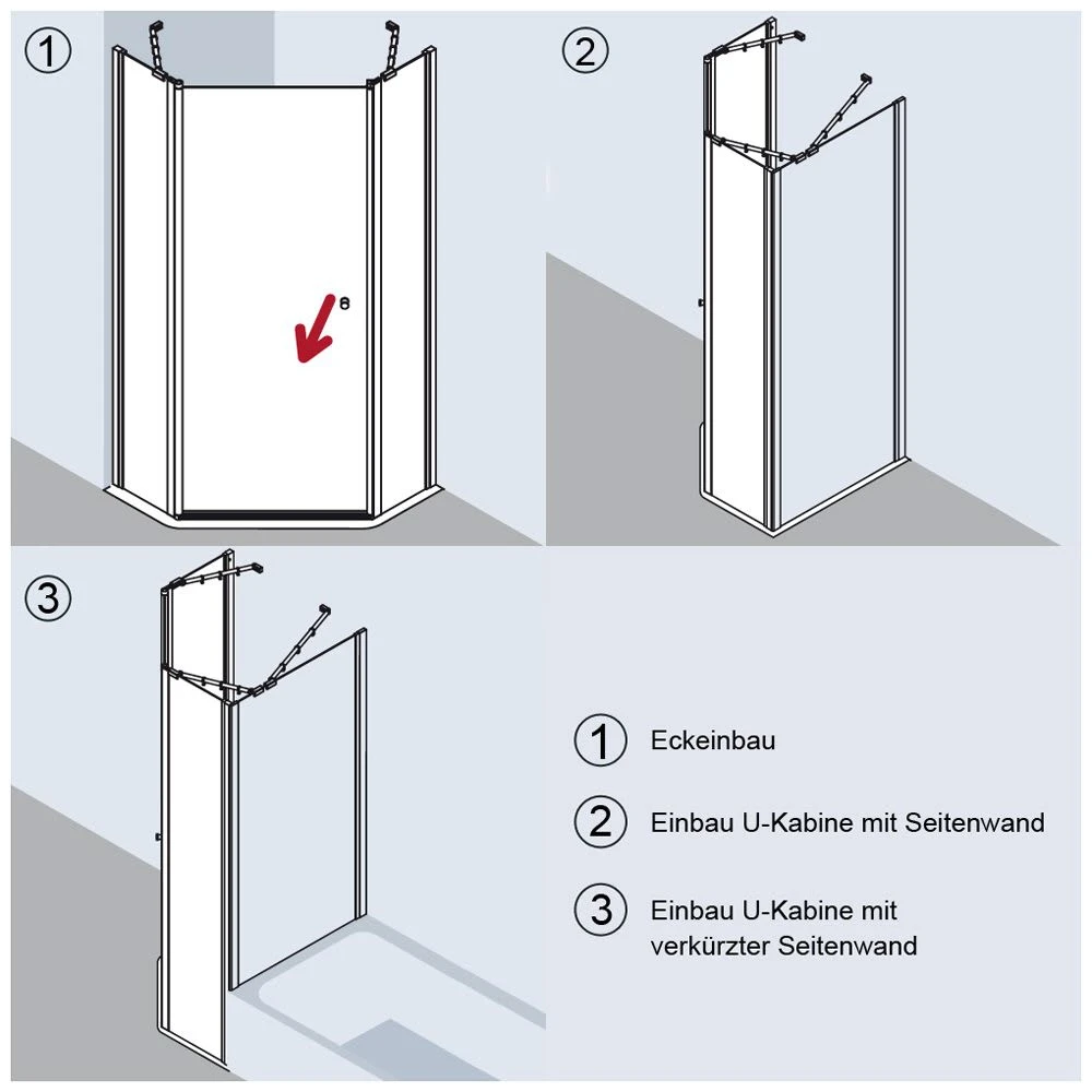 Kermi Ibiza 2000 Fünfeck-Duschkabine 90 X 90 Cm Mit Schwingtür, Anschlag Links, SMW 47,5 Cm 3 Kermi Ibiza 2000 Fünfeck-Duschkabine 90 X 90 Cm Mit Schwingtür, Anschlag Links, SMW 47,5 Cm