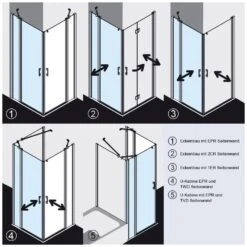 Kermi Liga Eckeinstieg Pendeltür Mit Festteil , Halbteil 90 Cm Links