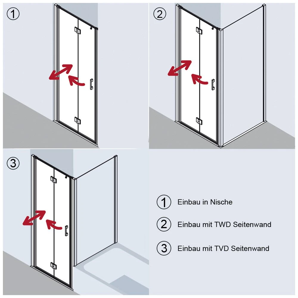 Kermi Liga Pendel-Falttür Für Duschwanne 80 Cm Mit 2 Glasflügeln, Anschlag Links 5 Kermi Liga Pendel-Falttür Für Duschwanne 80 Cm Mit 2 Glasflügeln, Anschlag Links – Bild 3