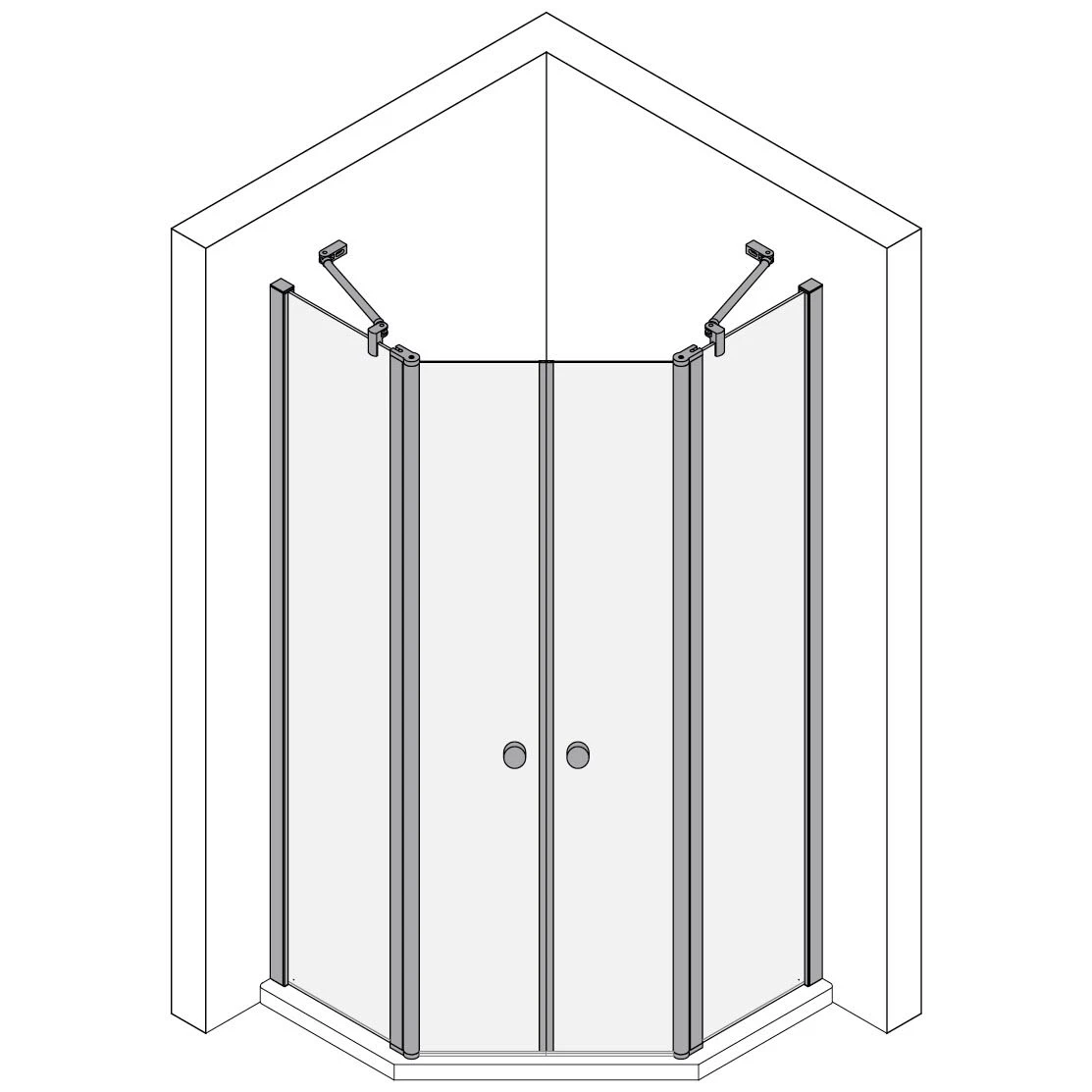 Koralle TwiggyPlus Fünfeckdusche Pendeltür Mit Festelement 90 X 185 Cm 6 Koralle TwiggyPlus Fünfeckdusche Pendeltür Mit Festelement 90 X 185 Cm – Bild 4