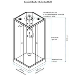 Planplus Home Komplettdusche Eckeinstieg 90 X 90 X 215 Cm