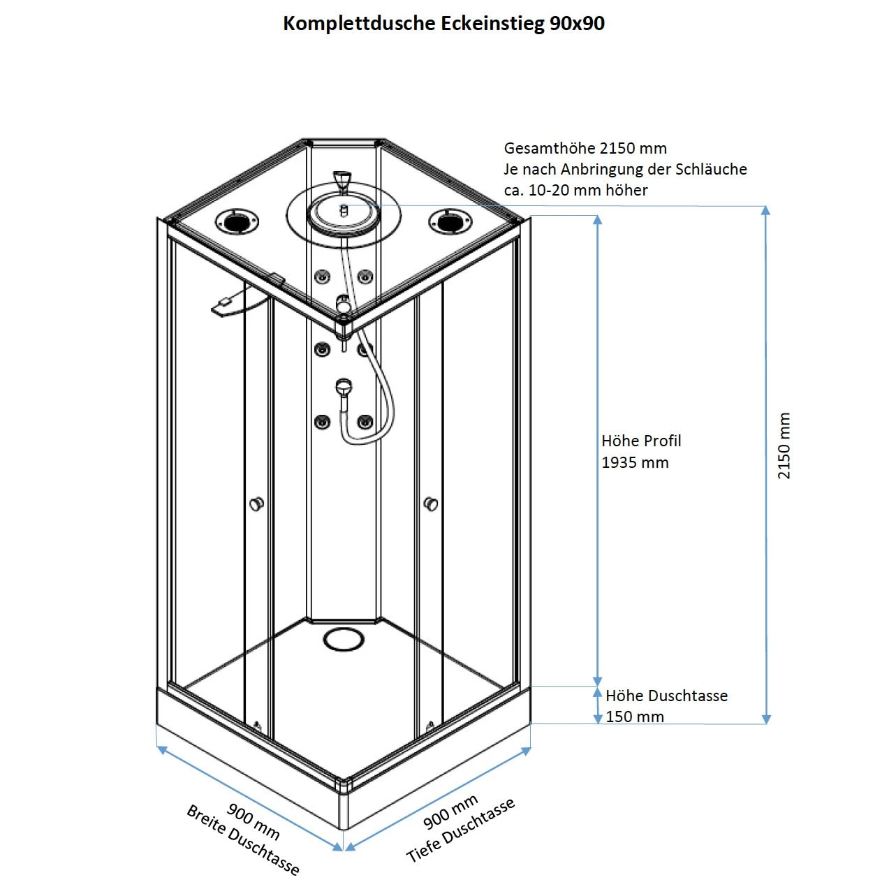 Planplus Home Komplettdusche Eckeinstieg 90 X 90 X 215 Cm 3 Planplus Home Komplettdusche Eckeinstieg 90 X 90 X 215 Cm