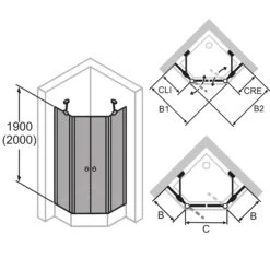 HÜPPE 501 Design Pure 5-Eck Schwingtür 2-flüglig Mit Festteilen 100 X 100 X 190 Cm, Glas Mit Anti-Plaque -Moderne Duschtüren Verkäufe hueppe 501 design pure eck schwingtueren 10151885