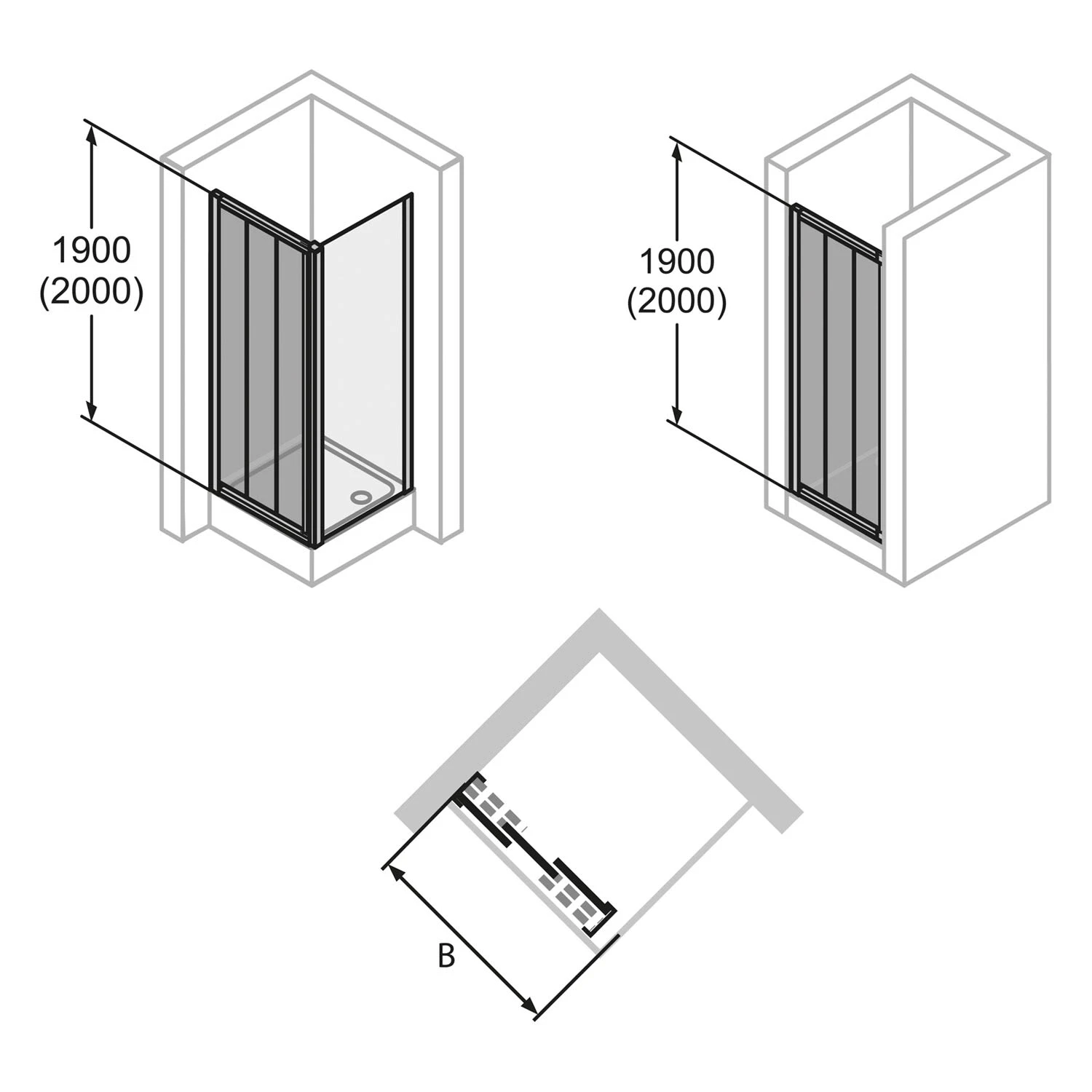 HÜPPE Alpha 2 Vollgerahmt 4-Eck Gleittür 3-teilig Beweglich, 120 X 190 Cm, Glas Ohne Anti-Plaque 6 HÜPPE Alpha 2 Vollgerahmt 4-Eck Gleittür 3-teilig Beweglich, 120 X 190 Cm, Glas Ohne Anti-Plaque – Bild 4