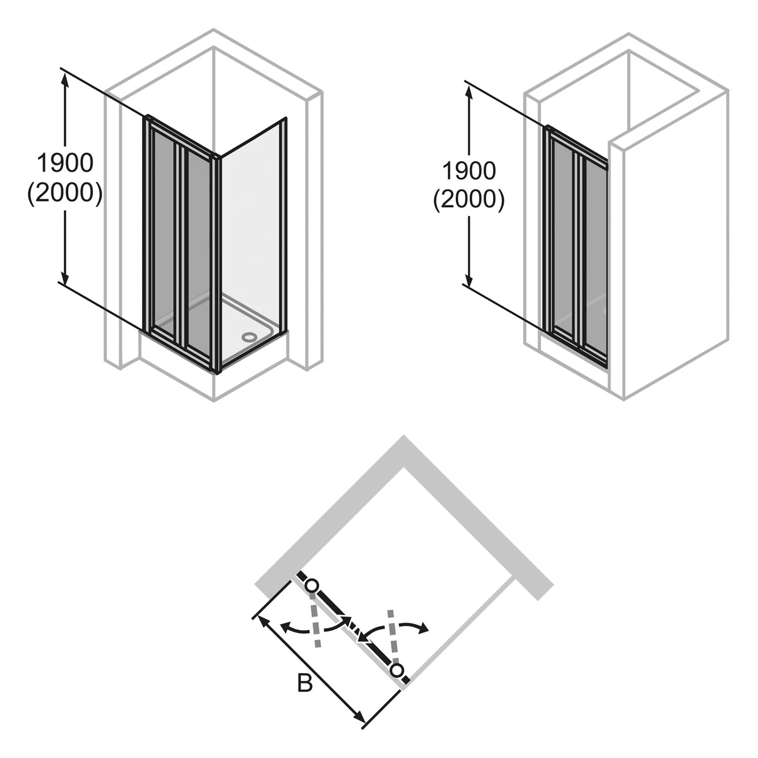 HÜPPE Alpha 2 Vollgerahmt 4-Eck Pendeltür, 100 X 190 Cm, Kunstglas 5 HÜPPE Alpha 2 Vollgerahmt 4-Eck Pendeltür, 100 X 190 Cm, Kunstglas – Bild 3