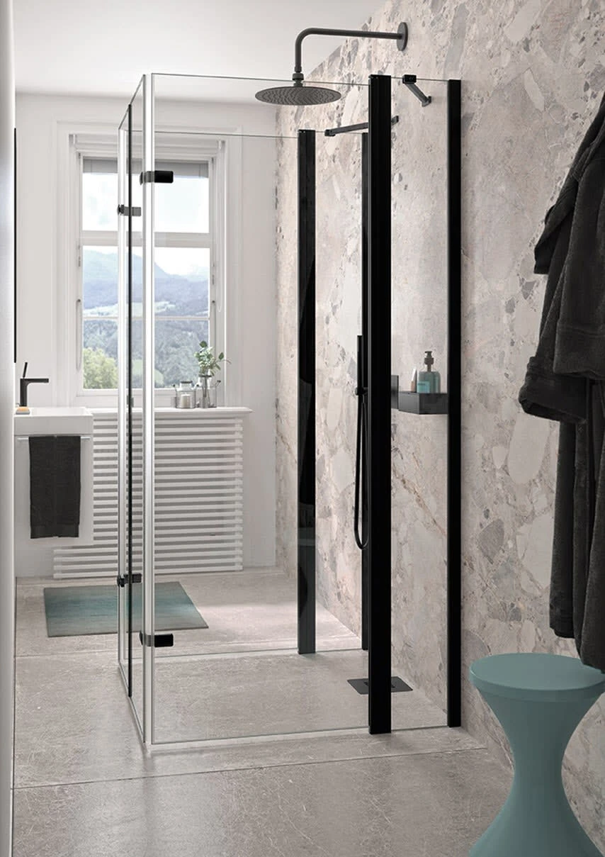 HÜPPE Design Pure U-Kabine Mit 2 Schwingfalttüren Mit Festteil, Maßanfertigung, Glas Mit Anti-Plaque, Mit Komfortgriff 7 HÜPPE Design Pure U-Kabine Mit 2 Schwingfalttüren Mit Festteil, Maßanfertigung, Glas Mit Anti-Plaque, Mit Komfortgriff – Bild 5