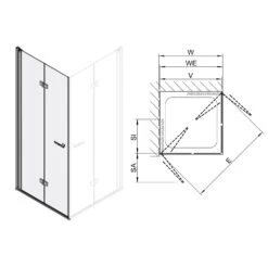 Koralle SL450 Eckdusche Falttür Links, Typ EFTBOS L 120, 120 X 200 Cm, Bodengleich -Moderne Duschtüren Verkäufe koralle duschkabinen sl450 eckduschen falttuer links 11095837