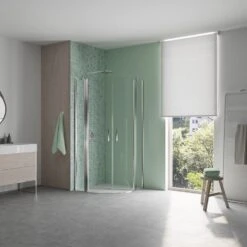 Koralle SL450 Viertelkreis Pendeltür Mit Festteil Links, Typ VPFS L 80, 80 X 200 Cm, R= 50 Cm, Für Duschwanne -Moderne Duschtüren Verkäufe koralle duschkabinen sl450 viertelkreis pendeltuer mit 11160289