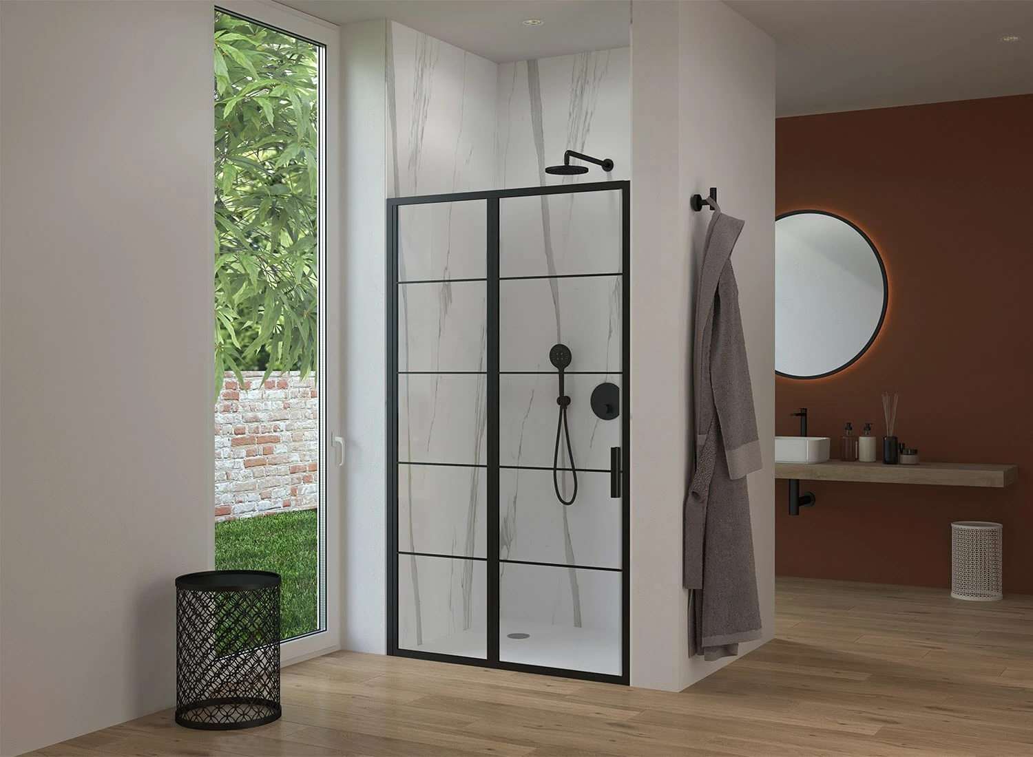 Sturotec 3060 Drehtür Mit Festelement 150 X 200 Cm Für Nische Mit Nano-Beschichtung 4 Sturotec 3060 Drehtür Mit Festelement 150 X 200 Cm Für Nische Mit Nano-Beschichtung – Bild 2