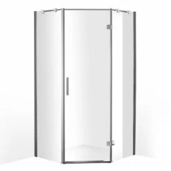 Sturotec 6080 Fünfeckdusche Drehtür Mit 2 Fixelementen 100 X 100 X 200 Cm Mit Nano-Beschichtung