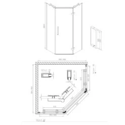 Sturotec 6080 Fünfeckdusche Drehtür Mit 2 Fixelementen 100 X 100 X 200 Cm Mit Nano-Beschichtung -Moderne Duschtüren Verkäufe sturotec duschkabinen serie 6080 drehtuer mit 6124255