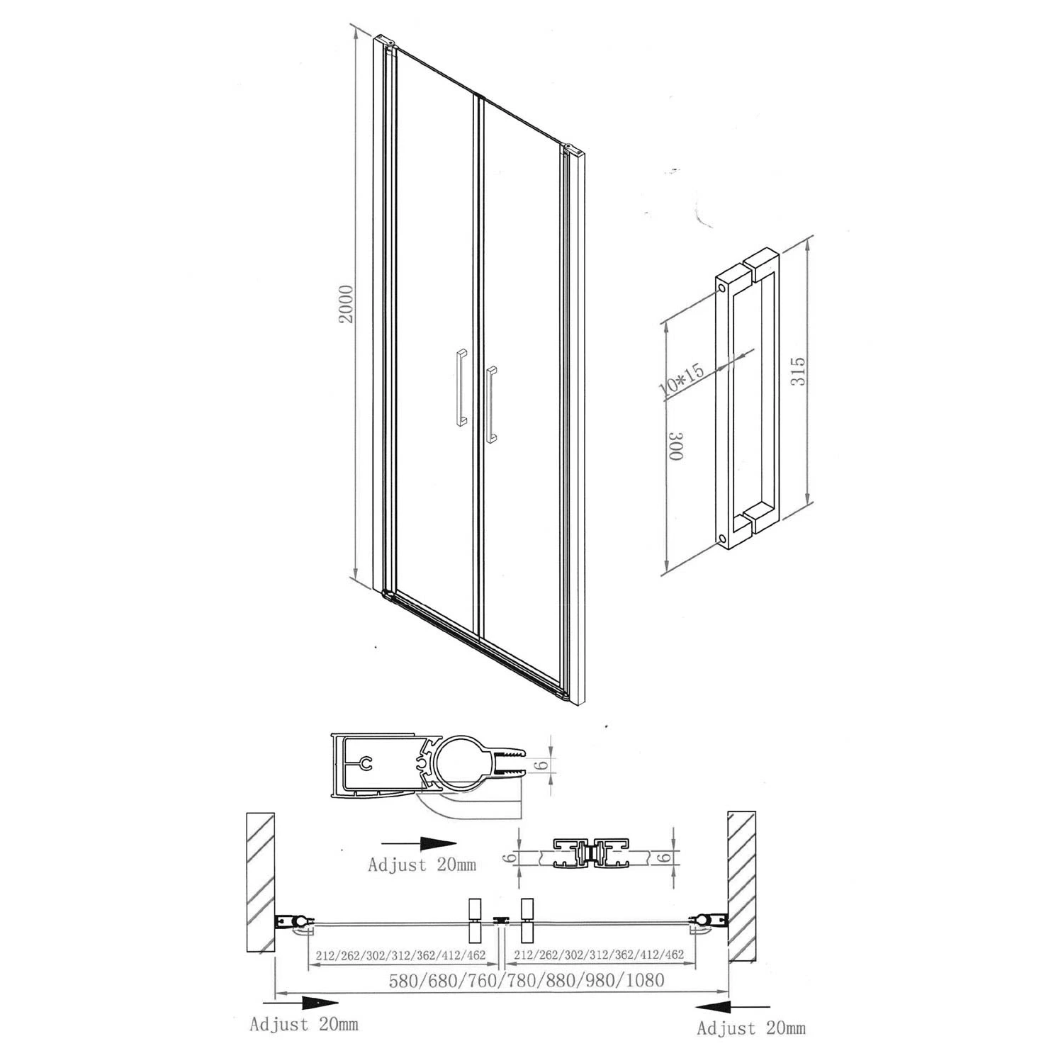 Sturotec 6090 2 Pendeltüren Für Nische 70 X 200 Cm Mit Nano-Beschichtung 5 Sturotec 6090 2 Pendeltüren Für Nische 70 X 200 Cm Mit Nano-Beschichtung – Bild 3